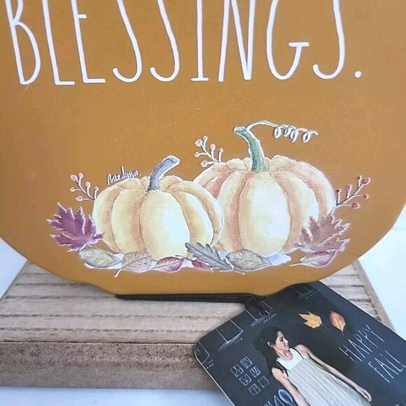 Rae Dunn Pumpkin Fall Decor Shelf Sitter Thanksgiving Sign Harvest Blessings E - Picture 4 of 14